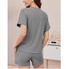 imageEkouaer Pajamas Set 2 Piece Ribbed Knit Pjs Short Sleeve Tops and Shorts Sleepwear Summer Pajama Soft Lounge Sets SXXLLight Grey