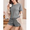 imageEkouaer Pajamas Set 2 Piece Ribbed Knit Pjs Short Sleeve Tops and Shorts Sleepwear Summer Pajama Soft Lounge Sets SXXLLight Grey