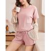 imageEkouaer Pajamas Set 2 Piece Ribbed Knit Pjs Short Sleeve Tops and Shorts Sleepwear Summer Pajama Soft Lounge Sets SXXLLight Pink