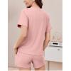 imageEkouaer Pajamas Set 2 Piece Ribbed Knit Pjs Short Sleeve Tops and Shorts Sleepwear Summer Pajama Soft Lounge Sets SXXLLight Pink