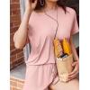 imageEkouaer Pajamas Set 2 Piece Ribbed Knit Pjs Short Sleeve Tops and Shorts Sleepwear Summer Pajama Soft Lounge Sets SXXLLight Pink