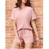 imageEkouaer Pajamas Set 2 Piece Ribbed Knit Pjs Short Sleeve Tops and Shorts Sleepwear Summer Pajama Soft Lounge Sets SXXLLight Pink