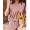 imageEkouaer Pajamas Set 2 Piece Ribbed Knit Pjs Short Sleeve Tops and Shorts Sleepwear Summer Pajama Soft Lounge Sets SXXLLotus Color