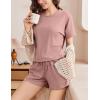 imageEkouaer Pajamas Set 2 Piece Ribbed Knit Pjs Short Sleeve Tops and Shorts Sleepwear Summer Pajama Soft Lounge Sets SXXLLotus Color