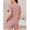 imageEkouaer Pajamas Set 2 Piece Ribbed Knit Pjs Short Sleeve Tops and Shorts Sleepwear Summer Pajama Soft Lounge Sets SXXLLotus Color