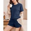 imageEkouaer Pajamas Set 2 Piece Ribbed Knit Pjs Short Sleeve Tops and Shorts Sleepwear Summer Pajama Soft Lounge Sets SXXLNavy Blue