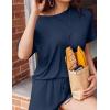 imageEkouaer Pajamas Set 2 Piece Ribbed Knit Pjs Short Sleeve Tops and Shorts Sleepwear Summer Pajama Soft Lounge Sets SXXLNavy Blue