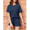 imageEkouaer Pajamas Set 2 Piece Ribbed Knit Pjs Short Sleeve Tops and Shorts Sleepwear Summer Pajama Soft Lounge Sets SXXLNavy Blue