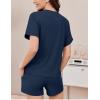 imageEkouaer Pajamas Set 2 Piece Ribbed Knit Pjs Short Sleeve Tops and Shorts Sleepwear Summer Pajama Soft Lounge Sets SXXLNavy Blue