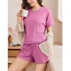 imageEkouaer Pajamas Set 2 Piece Ribbed Knit Pjs Short Sleeve Tops and Shorts Sleepwear Summer Pajama Soft Lounge Sets SXXLPeachy Pink