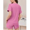 imageEkouaer Pajamas Set 2 Piece Ribbed Knit Pjs Short Sleeve Tops and Shorts Sleepwear Summer Pajama Soft Lounge Sets SXXLPeachy Pink