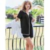 imageEkouaer Pajamas Set for Women Short Sleeve Casual Sleepwear Button Down Pj Sets Shorts Soft Loungewear for SummerSXXLBlack
