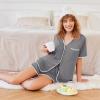 imageEkouaer Pajamas Set for Women Short Sleeve Casual Sleepwear Button Down Pj Sets Shorts Soft Loungewear for SummerSXXLGrey