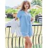 imageEkouaer Pajamas Set for Women Short Sleeve Casual Sleepwear Button Down Pj Sets Shorts Soft Loungewear for SummerSXXLLight Blue