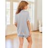 imageEkouaer Pajamas Set for Women Short Sleeve Casual Sleepwear Button Down Pj Sets Shorts Soft Loungewear for SummerSXXLLight Grey