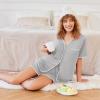 imageEkouaer Pajamas Set for Women Short Sleeve Casual Sleepwear Button Down Pj Sets Shorts Soft Loungewear for SummerSXXLLight Grey