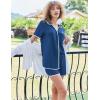 imageEkouaer Pajamas Set for Women Short Sleeve Casual Sleepwear Button Down Pj Sets Shorts Soft Loungewear for SummerSXXLNavy Blue