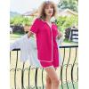 imageEkouaer Pajamas Set for Women Short Sleeve Casual Sleepwear Button Down Pj Sets Shorts Soft Loungewear for SummerSXXLRose Red