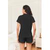 imageEkouaer Womens Button Down Pajamas Set 2 Piece Sleepwear Short Sleeve Pjs Soft Stripe Lounge SetsBlack