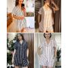 imageEkouaer Womens Button Down Pajamas Set 2 Piece Sleepwear Short Sleeve Pjs Soft Stripe Lounge SetsBlack