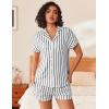 imageEkouaer Womens Button Down Pajamas Set 2 Piece Sleepwear Short Sleeve Pjs Soft Stripe Lounge SetsBlack White Stripe