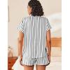 imageEkouaer Womens Button Down Pajamas Set 2 Piece Sleepwear Short Sleeve Pjs Soft Stripe Lounge SetsBlack White Stripe
