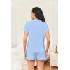 imageEkouaer Womens Button Down Pajamas Set 2 Piece Sleepwear Short Sleeve Pjs Soft Stripe Lounge SetsBlue