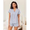 imageEkouaer Womens Button Down Pajamas Set 2 Piece Sleepwear Short Sleeve Pjs Soft Stripe Lounge SetsBlue White Stripe