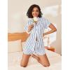 imageEkouaer Womens Button Down Pajamas Set 2 Piece Sleepwear Short Sleeve Pjs Soft Stripe Lounge SetsBlue White Stripe
