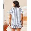 imageEkouaer Womens Button Down Pajamas Set 2 Piece Sleepwear Short Sleeve Pjs Soft Stripe Lounge SetsBlue White Stripe