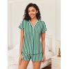 imageEkouaer Womens Button Down Pajamas Set 2 Piece Sleepwear Short Sleeve Pjs Soft Stripe Lounge SetsGreen White Stripe