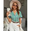 imageEkouaer Womens Button Down Pajamas Set 2 Piece Sleepwear Short Sleeve Pjs Soft Stripe Lounge SetsGreen White Stripe