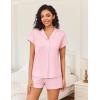 imageEkouaer Womens Button Down Pajamas Set 2 Piece Sleepwear Short Sleeve Pjs Soft Stripe Lounge SetsPink