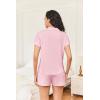 imageEkouaer Womens Button Down Pajamas Set 2 Piece Sleepwear Short Sleeve Pjs Soft Stripe Lounge SetsPink
