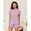 imageEkouaer Womens Button Down Pajamas Set 2 Piece Sleepwear Short Sleeve Pjs Soft Stripe Lounge SetsPurple White Stripe