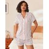 imageEkouaer Womens Button Down Pajamas Set 2 Piece Sleepwear Short Sleeve Pjs Soft Stripe Lounge SetsRed White Stripe