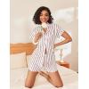 imageEkouaer Womens Button Down Pajamas Set 2 Piece Sleepwear Short Sleeve Pjs Soft Stripe Lounge SetsRed White Stripe
