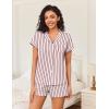 imageEkouaer Womens Button Down Pajamas Set 2 Piece Sleepwear Short Sleeve Pjs Soft Stripe Lounge SetsRed White Stripe