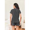 imageEkouaer Womens Button Down Pajamas Set 2 Piece Sleepwear Short Sleeve Pjs Soft Stripe Lounge SetsWhite Black Stripe