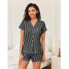 imageEkouaer Womens Button Down Pajamas Set 2 Piece Sleepwear Short Sleeve Pjs Soft Stripe Lounge SetsWhite Black Stripe