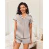 imageEkouaer Womens Button Down Pajamas Set 2 Piece Sleepwear Short Sleeve Pjs Soft Stripe Lounge SetsYellow White Stripe