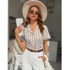 imageEkouaer Womens Button Down Pajamas Set 2 Piece Sleepwear Short Sleeve Pjs Soft Stripe Lounge SetsYellow White Stripe