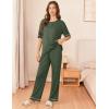 imageEkouaer Womens Pajama Sets Waffle Knit Pajamas for Women Set Loungewear 2 Piece Pjs with Pockets Short Sleeve Top Long PantArmy Green