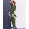 imageEkouaer Womens Pajama Sets Waffle Knit Pajamas for Women Set Loungewear 2 Piece Pjs with Pockets Short Sleeve Top Long PantArmy Green