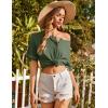 imageEkouaer Womens Pajama Sets Waffle Knit Pajamas for Women Set Loungewear 2 Piece Pjs with Pockets Short Sleeve Top Long PantArmy Green