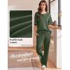 imageEkouaer Womens Pajama Sets Waffle Knit Pajamas for Women Set Loungewear 2 Piece Pjs with Pockets Short Sleeve Top Long PantArmy Green