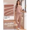 imageEkouaer Womens Pajama Sets Waffle Knit Pajamas for Women Set Loungewear 2 Piece Pjs with Pockets Short Sleeve Top Long PantLotus Root Pink