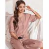 imageEkouaer Womens Pajama Sets Waffle Knit Pajamas for Women Set Loungewear 2 Piece Pjs with Pockets Short Sleeve Top Long PantLotus Root Pink