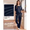 imageEkouaer Womens Pajama Sets Waffle Knit Pajamas for Women Set Loungewear 2 Piece Pjs with Pockets Short Sleeve Top Long PantNavy