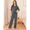 imageEkouaer Womens Pajama Sets Waffle Knit Pajamas for Women Set Loungewear 2 Piece Pjs with Pockets Short Sleeve Top Long PantStripeblack White